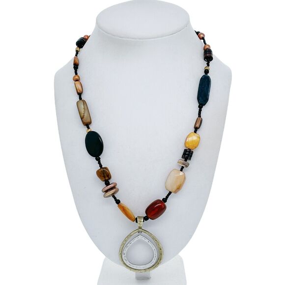 Silpada Sterling Silver 925 Brass Teardrop Pendant Beaded Necklace 18"-20" - Picture 1 of 4